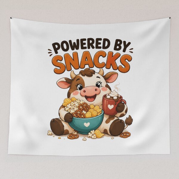 Item preview, Powered By Snacks – Funny Cute Cow Cartoon Design designed and sold by Kiinaaa.