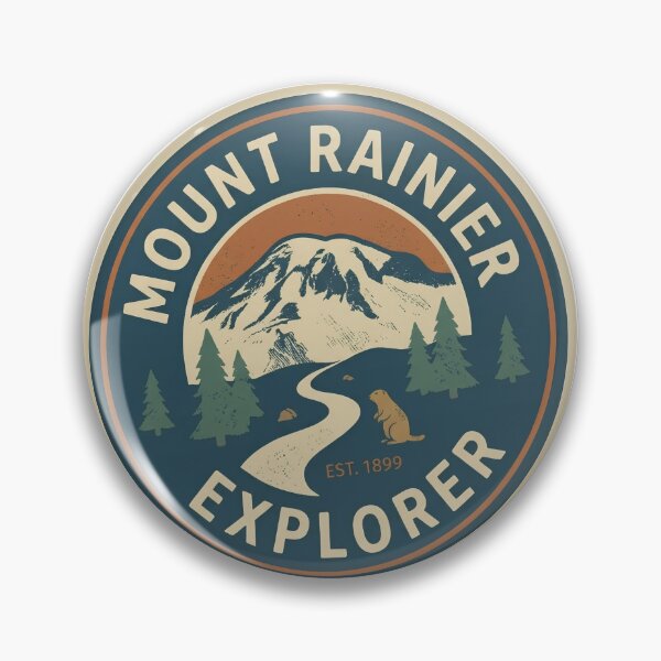 Item preview, Mount Rainier Explorer Vintage Round Badge Est 1899 designed and sold by LittleArij.