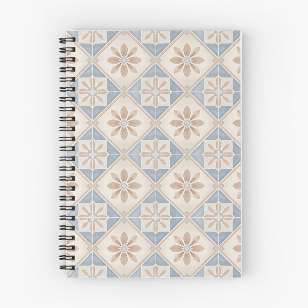 Item preview, Blue Beige Floral Tile Pattern – Vintage Mediterranean Geometric Ceramic Design designed and sold by HappyOops.