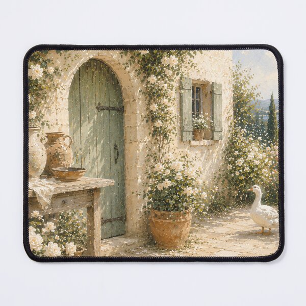 Item preview, White Rose Cottage Door - French Country Stone House With Duck designed and sold by Jozefin's Studio.