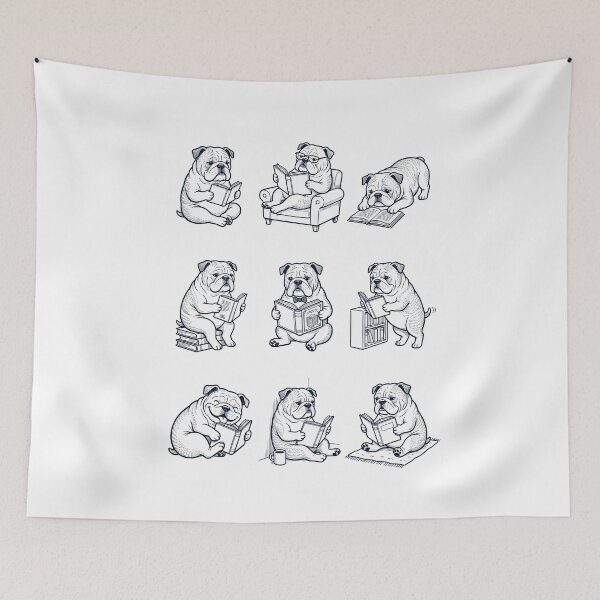 Item preview, Vintage Bulldog Book Reader Reading Dog Lover designed and sold by dian-rody-crest.