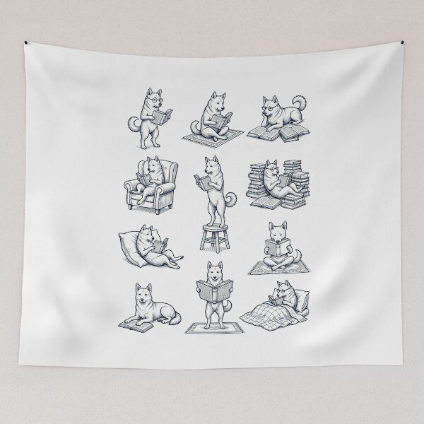 Item preview, Vintage Canaan Dog Book Reader Reading Dog Lover designed and sold by dian-rody-crest.
