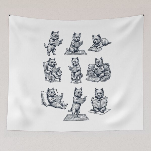 Item preview, Vintage Cairn Terrier Book Reader Reading Dog Lover designed and sold by dian-rody-crest.