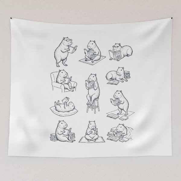 Item preview, Vintage Capybara Book Reader Reading Animal Lover designed and sold by dian-rody-crest.