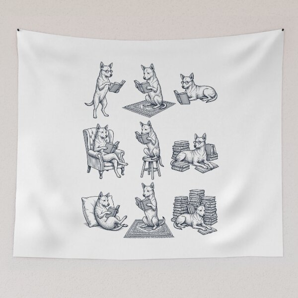 Item preview, Vintage Carolina Dog Book Reader Reading Dog Lover designed and sold by dian-rody-crest.