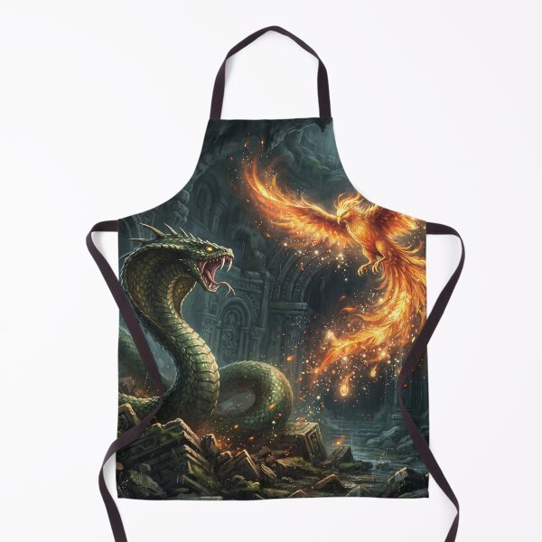 Item preview, Fiery Phoenix vs Giant Basilisk Serpent - Epic Fantasy Battle Art designed and sold by KreonaTime.