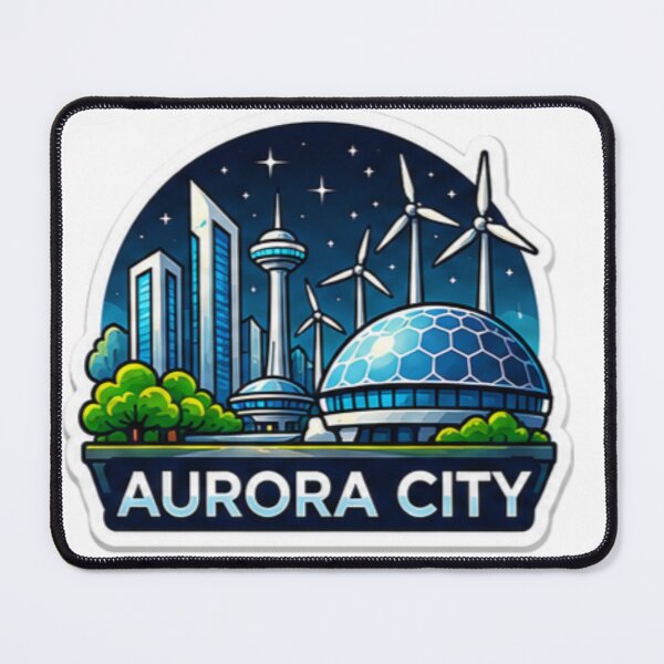 Item preview, Aurora City Eco-Dome Sticker – Green Future City with Wind Turbines, Sci-Fi Skyline Badge designed and sold by boxenbrain.