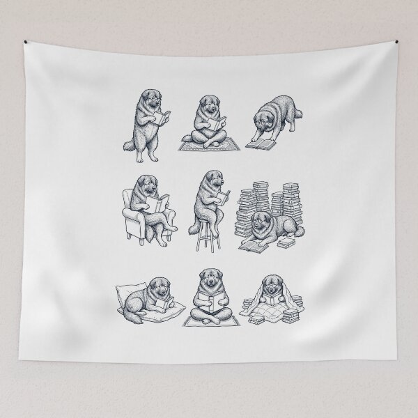 Item preview, Vintage Caucasian Shepherd Dog Book Reader Reading Dog Lover designed and sold by dian-rody-crest.
