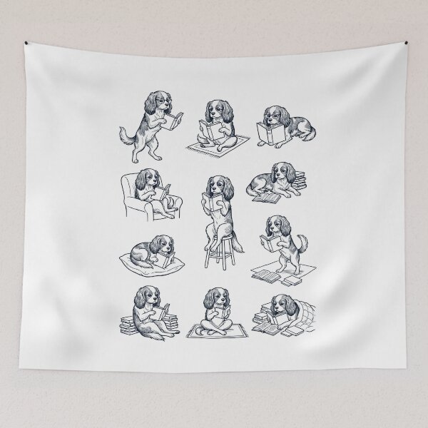 Item preview, Vintage Cavalier King Charles Spaniel Book Reader Reading Dog Lover designed and sold by dian-rody-crest.