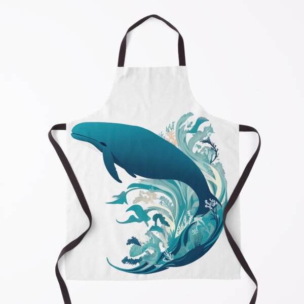 Item preview, Stylized Blue Whale and Ocean Waves Art designed and sold by Fetraus.