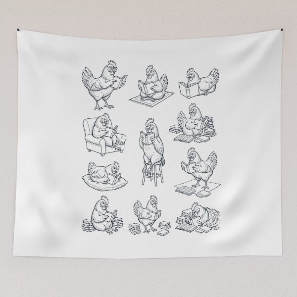 Item preview, Vintage Chicken Book Reader Reading Animal Lover designed and sold by dian-rody-crest.