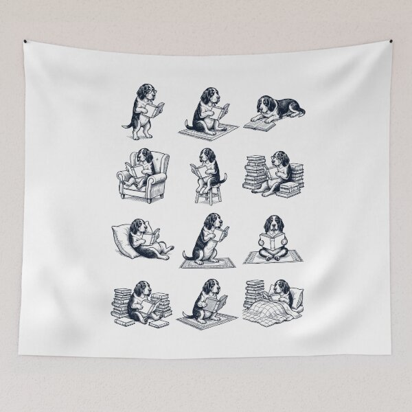 Item preview, Vintage Clumber Spaniel Book Reader Reading Dog Lover designed and sold by dian-rody-crest.