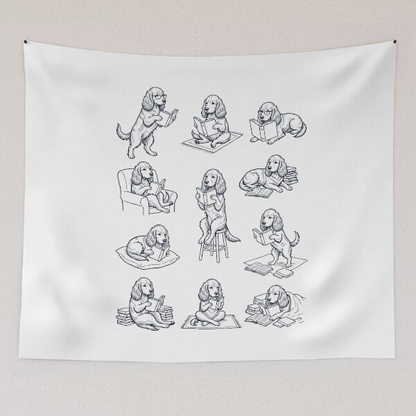 Item preview, Vintage Cocker Spaniel Book Reader Reading Dog Lover designed and sold by dian-rody-crest.