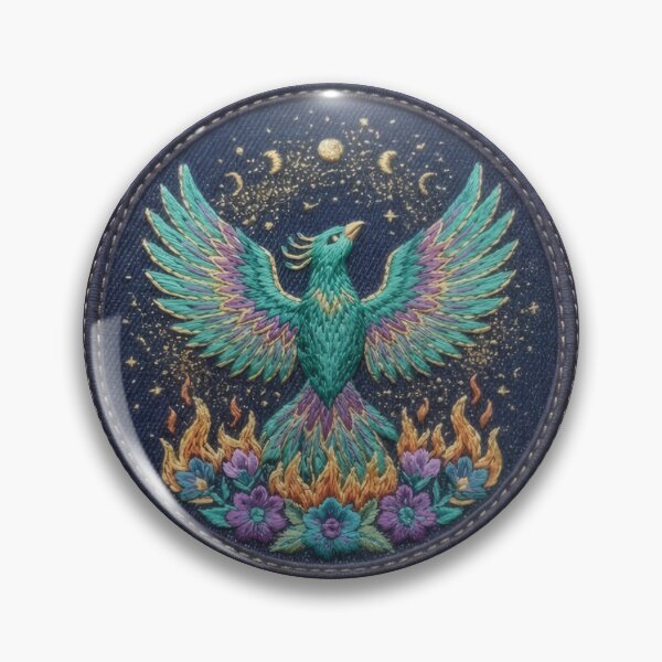 Item preview, Mystical Teal Phoenix Rising From Floral Flames  designed and sold by Azurart2.