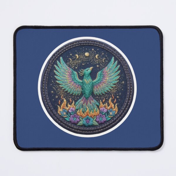 Item preview, Mystical Teal Phoenix Rising From Floral Flames  designed and sold by Azurart2.