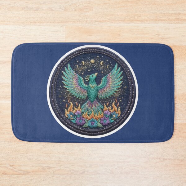 Item preview, Mystical Teal Phoenix Rising From Floral Flames  designed and sold by Azurart2.
