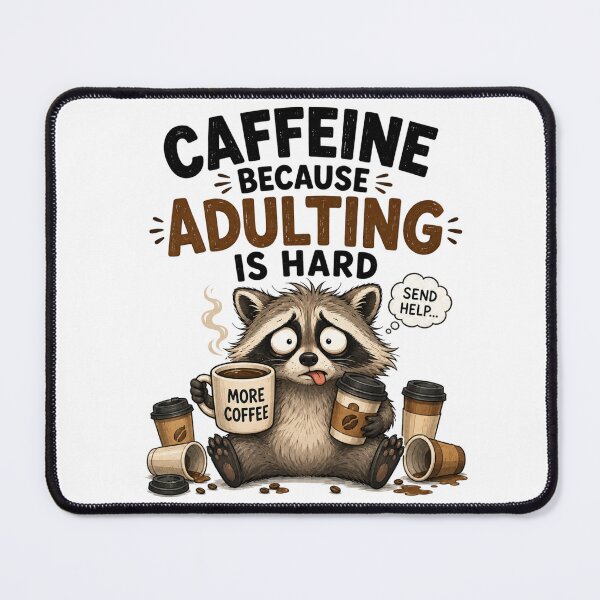 Item preview, Caffeine Because Adulting Is Hard – Funny Cute Raccoon Coffee Design designed and sold by Kiinaaa.