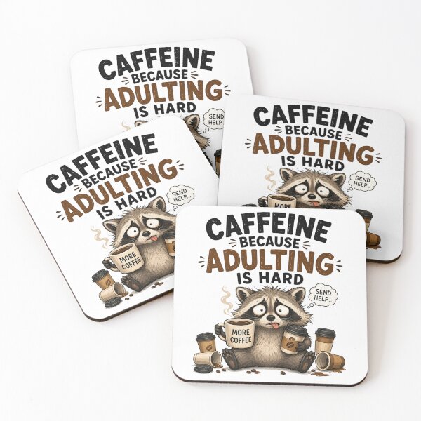 Item preview, Caffeine Because Adulting Is Hard – Funny Cute Raccoon Coffee Design designed and sold by Kiinaaa.