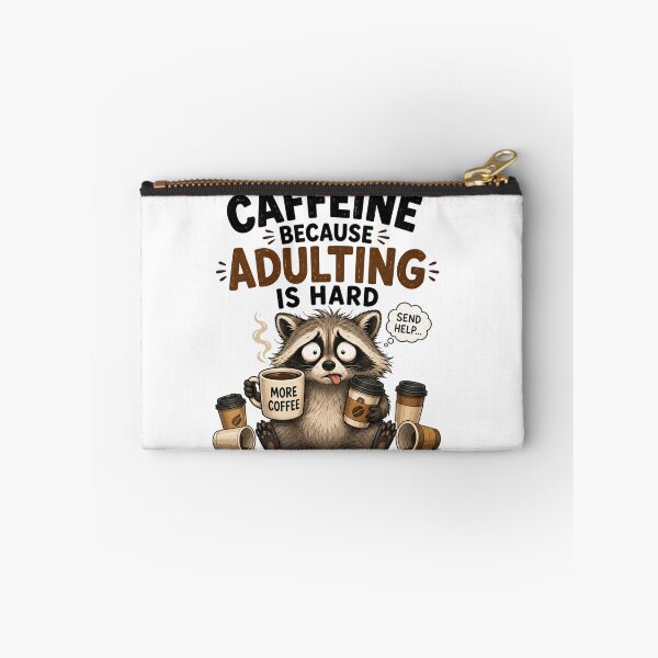 Item preview, Caffeine Because Adulting Is Hard – Funny Cute Raccoon Coffee Design designed and sold by Kiinaaa.