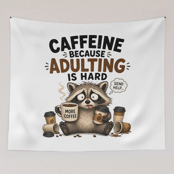 Item preview, Caffeine Because Adulting Is Hard – Funny Cute Raccoon Coffee Design designed and sold by Kiinaaa.