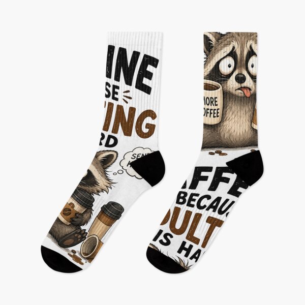 Item preview, Caffeine Because Adulting Is Hard – Funny Cute Raccoon Coffee Design designed and sold by Kiinaaa.