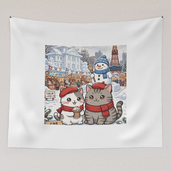 Item preview, Kawaii Cats Sapporo Snow Festival Japan - Freda and Junior Winter designed and sold by MAISON SYLVIE.