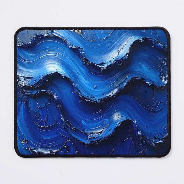Item preview, Abstract Textured Blue Oil Paint Wave designed and sold by BetweenForms.