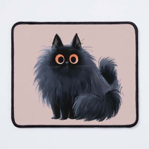Item preview, Fluffy Black Cat – Cute Spooky Kitty designed and sold by KAM-KAM-STORE.