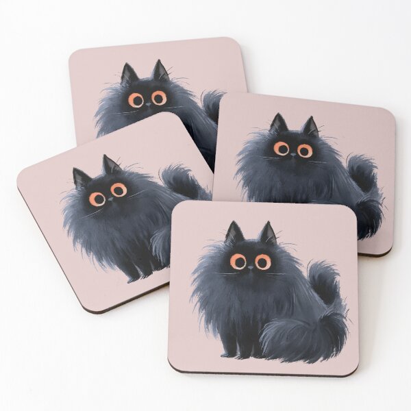 Item preview, Fluffy Black Cat – Cute Spooky Kitty designed and sold by KAM-KAM-STORE.