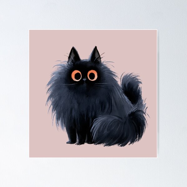 Item preview, Fluffy Black Cat – Cute Spooky Kitty designed and sold by KAM-KAM-STORE.