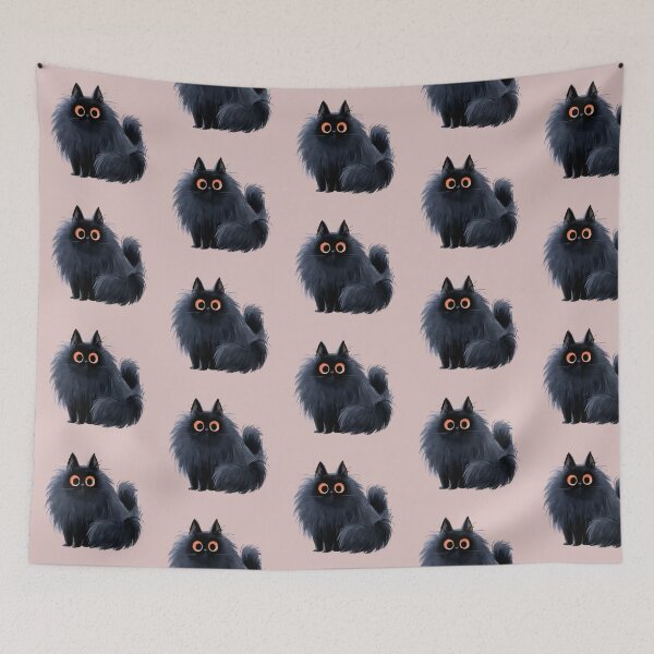 Item preview, Fluffy Black Cat – Cute Spooky Kitty designed and sold by KAM-KAM-STORE.