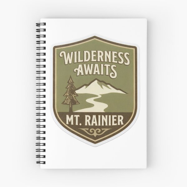 Item preview, Wilderness Awaits Mt Rainier National Park Vintage Badge designed and sold by LittleArij.