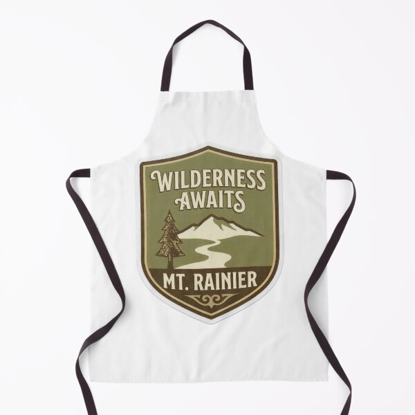 Item preview, Wilderness Awaits Mt Rainier National Park Vintage Badge designed and sold by LittleArij.
