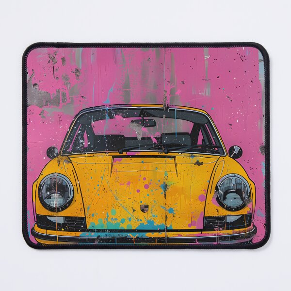 Item preview, Vintage Sports Car Street Art – Yellow Retro Car Graffiti designed and sold by Artdavesalzburg.
