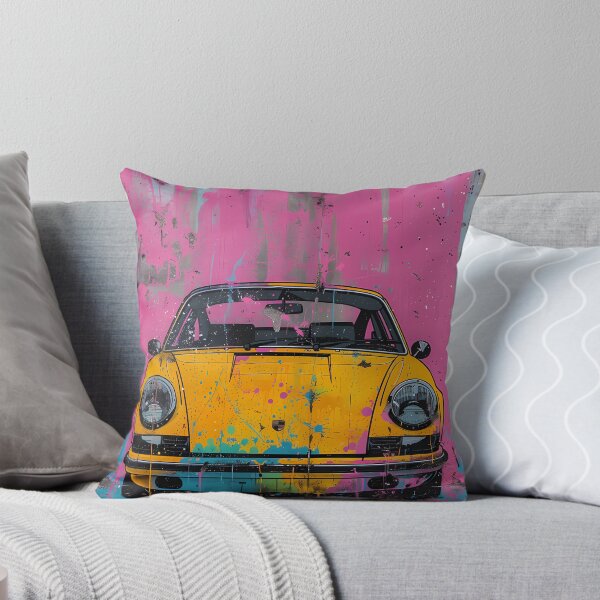Item preview, Vintage Sports Car Street Art – Yellow Retro Car Graffiti designed and sold by Artdavesalzburg.