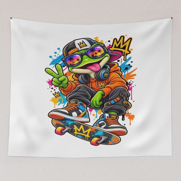 Item preview, Skater Frog Graffiti Streetwear Character designed and sold by JMDG Studio.