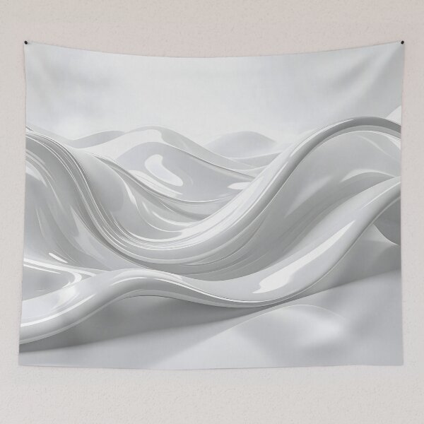 Item preview, Abstract White Liquid Chrome Fluid Waves designed and sold by BetweenForms.