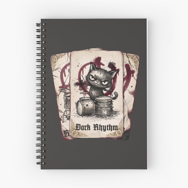 Item preview, Punk Dark Rhythm Drum Cat Special Edition for Dark Textiles designed and sold by Shyla Marsare.