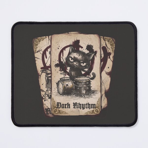 Item preview, Punk Dark Rhythm Drum Cat Special Edition for Dark Textiles designed and sold by Shyla Marsare.