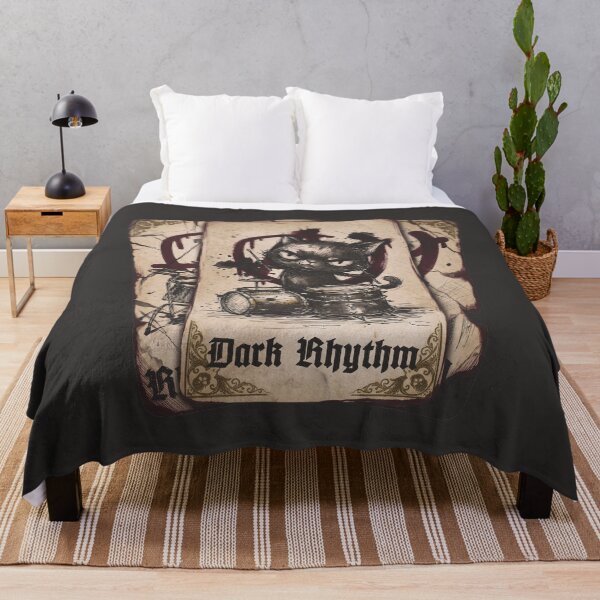 Item preview, Punk Dark Rhythm Drum Cat Special Edition for Dark Textiles designed and sold by Shyla Marsare.