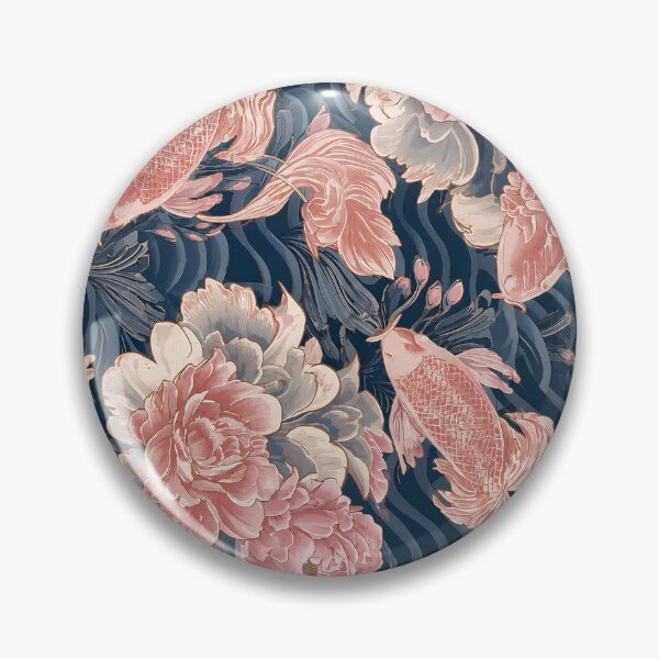 Item preview, Blue Pink Koi Chinoiserie Floral Pattern designed and sold by Magic Love Art Print.