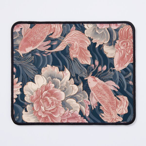 Item preview, Blue Pink Koi Chinoiserie Floral Pattern designed and sold by Magic Love Art Print.