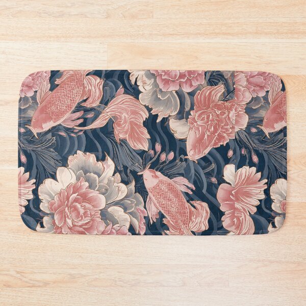 Item preview, Blue Pink Koi Chinoiserie Floral Pattern designed and sold by Magic Love Art Print.