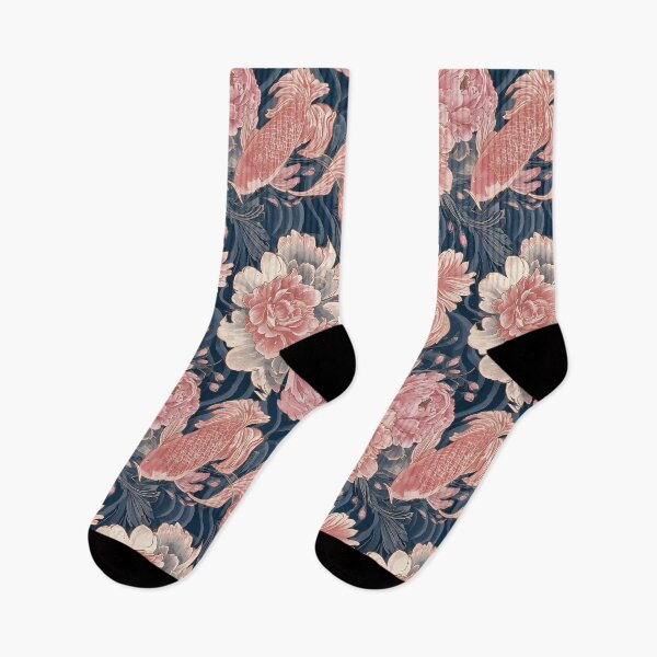Item preview, Blue Pink Koi Chinoiserie Floral Pattern designed and sold by Magic Love Art Print.