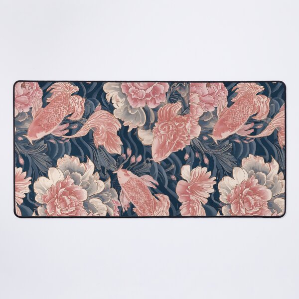 Item preview, Blue Pink Koi Chinoiserie Floral Pattern designed and sold by Magic Love Art Print.