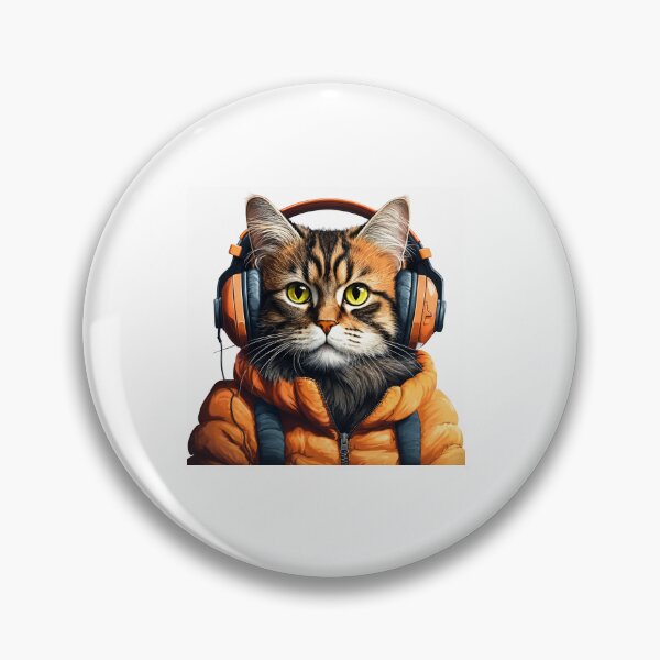 Item preview, big cat shirt with headphones designed and sold by Dilpreet-Store.