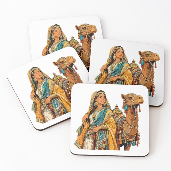 Item preview, Arabian Woman and Decorated Camel – Oriental Desert Travel Art designed and sold by Nubian Style.