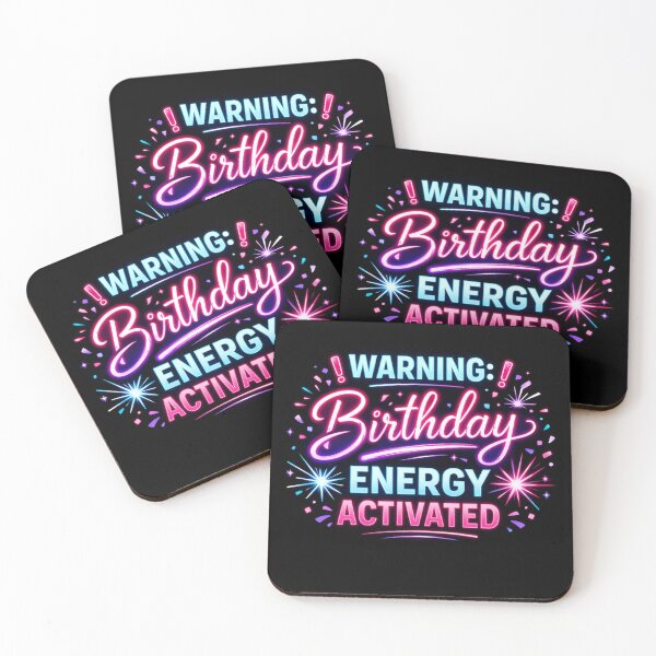 Item preview, Warning: Birthday Energy Activated | Funny Birthday Party Typography T-Shirt designed and sold by rushaib.