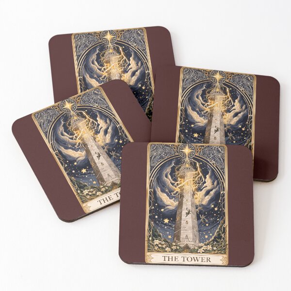 Item preview, The Tower Tarot Card Gothic Occult Dark Art designed and sold by MythicMood.
