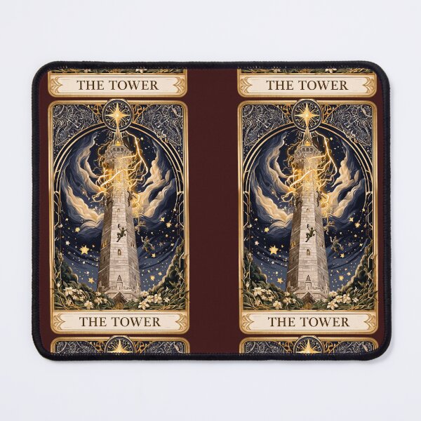 Item preview, The Tower Tarot Card Gothic Occult Dark Art designed and sold by MythicMood.